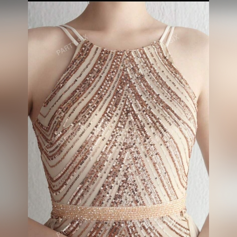 Glamorous Backless Sequin Gown - Champagne - Picture 7 of 15